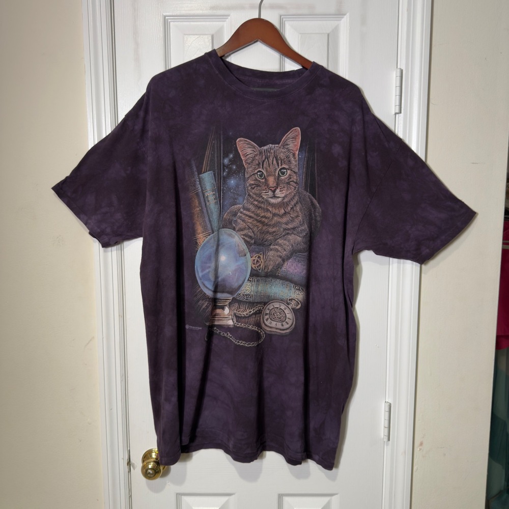 The Mountain Mystic Cat Graphic Tee Purple Tie Dye 3XL